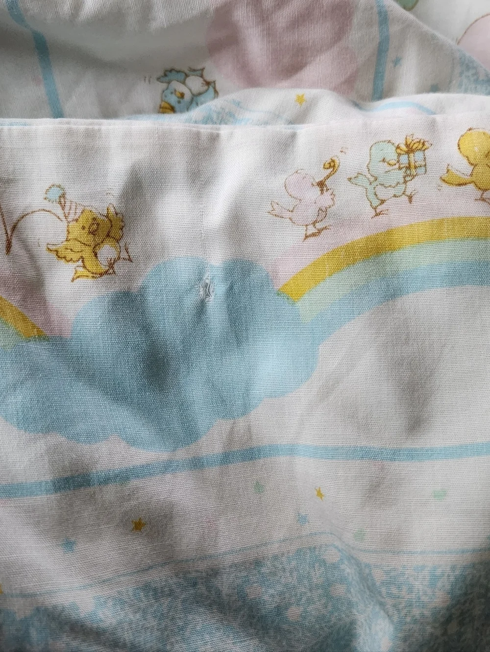 Vintage Handmade Care Bears Baby Quilt